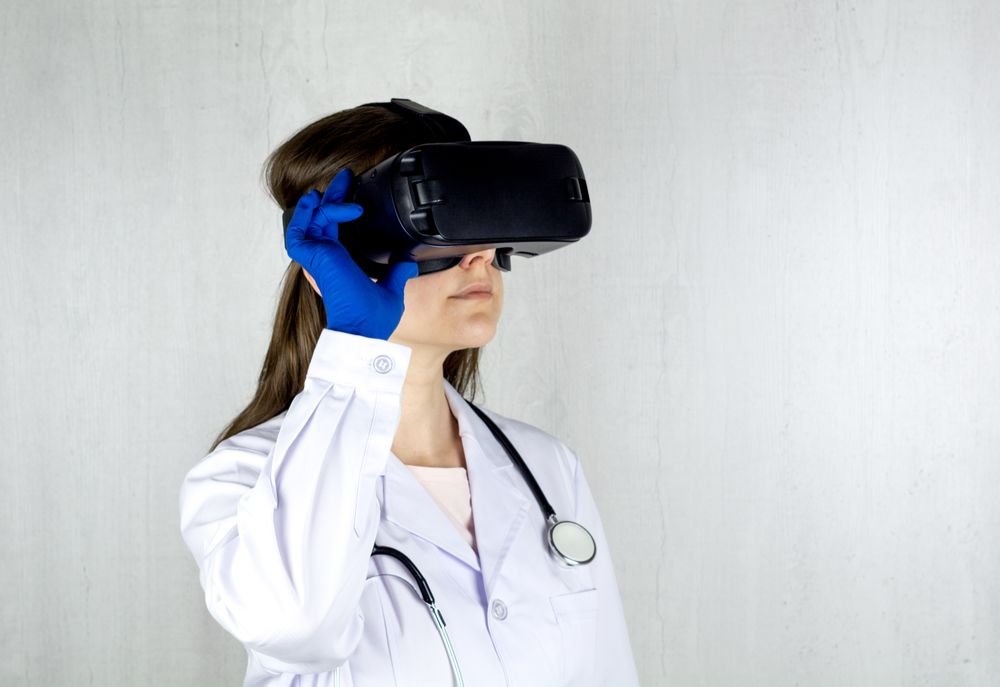 Medical professional using a VR headset for immersive simulation training